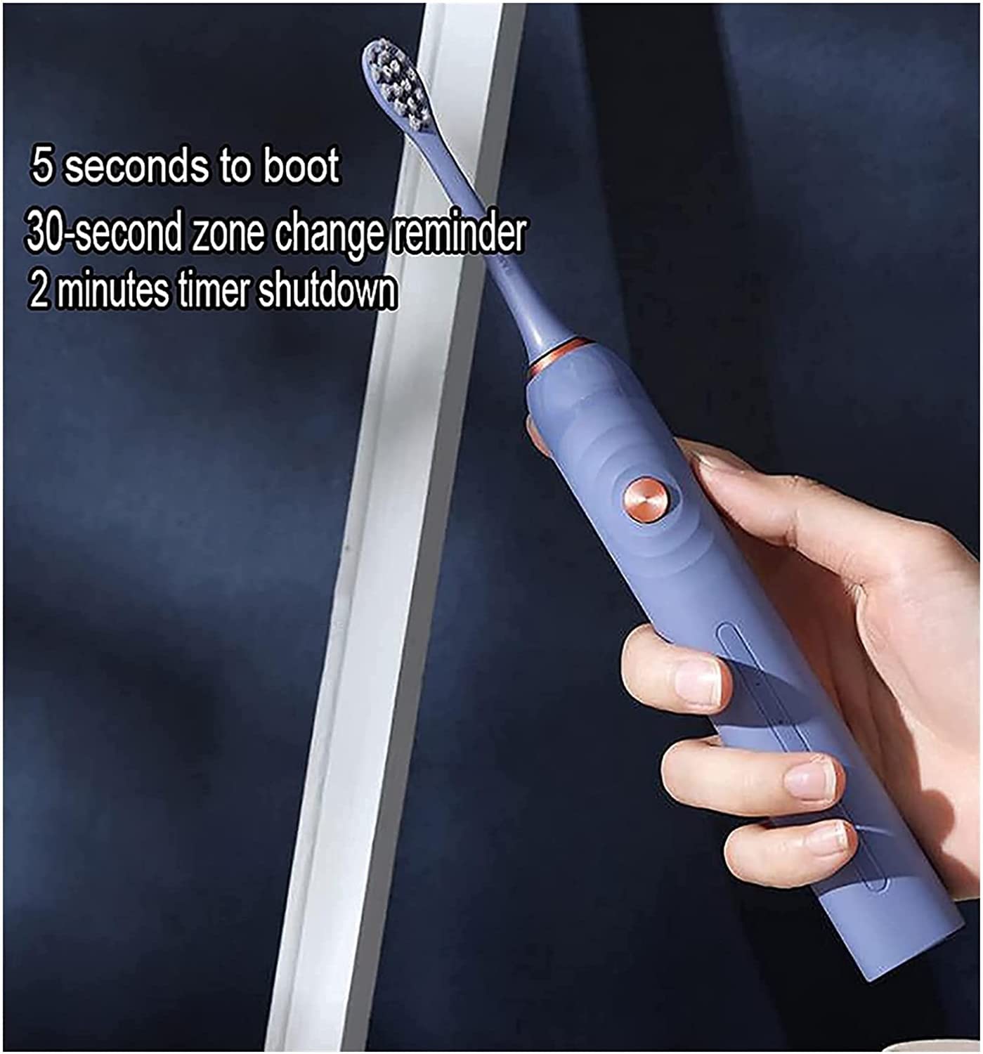 Spazzolino Elettrico, spazzolini elettrici con 2 Teste di spazzole, 4 Ore di Carica negli Ultimi 60 Giorni, spazzolini Ricaricabili di Potenza for Adulti e Bambini (Color : Purple)
