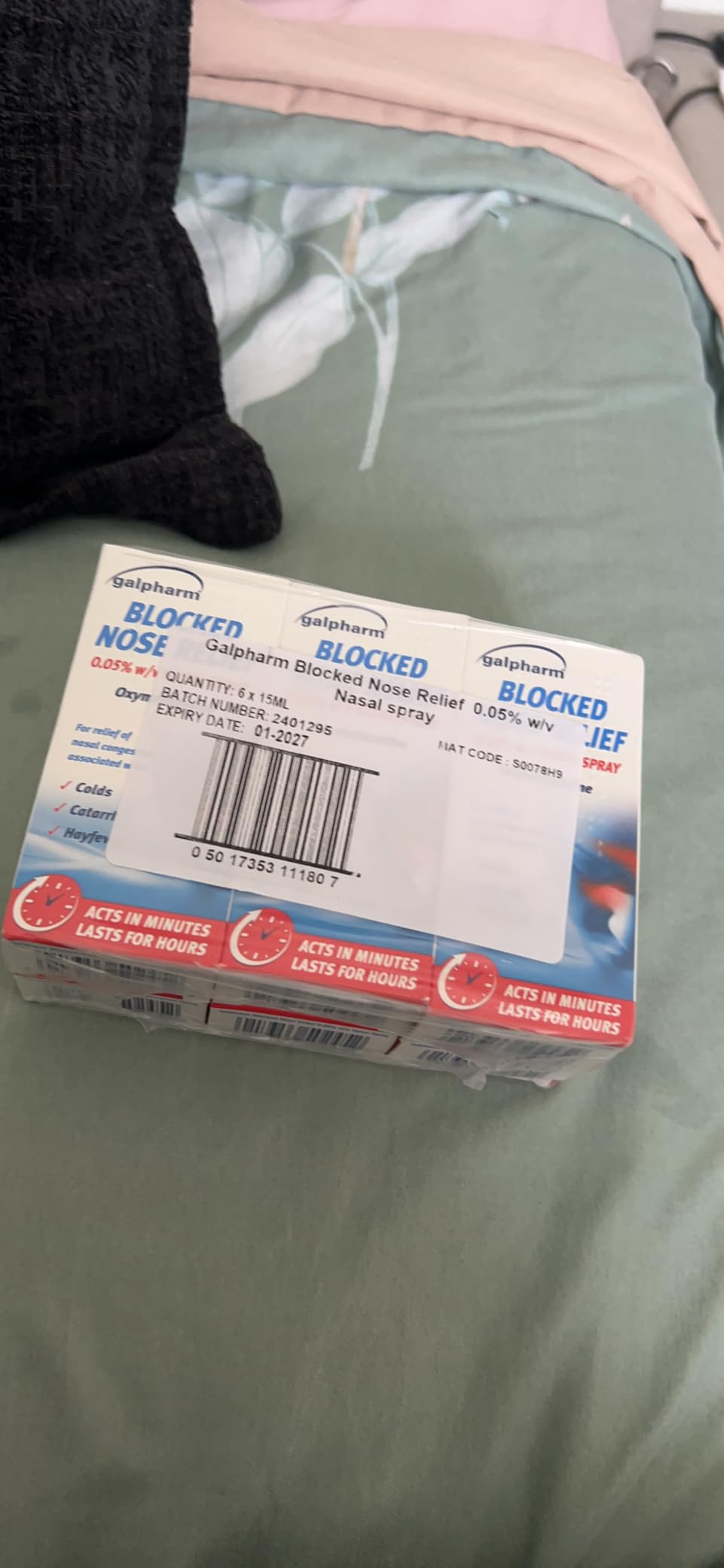 6 x GALPHARM Blocked Nose Relief Nasal Spray OXYMETAZOLINE HAYFEVER