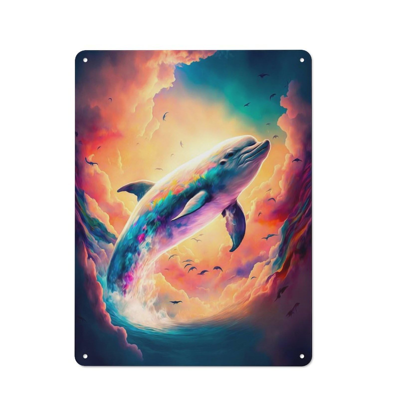 Dolphin Country Style Metal Wall Decor 40x30cm, Decorative Metal Sign for Kitchen, Cafe, Pantry Or Dining Room