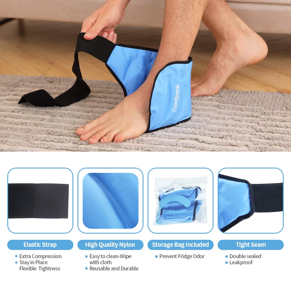 Buy Comfpack Heel Ice Pack for Injuries Reusable, Hot Cold Therapy Foot Ankle Ice Pack Wrap for