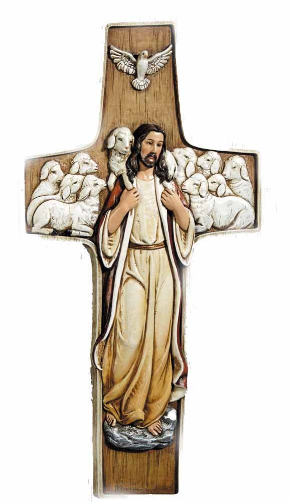 Christian BrandsCrucifixes - San Giovanni Collection Resin Wall Cross for Home or Chapel, 10" H, Good Shepherd