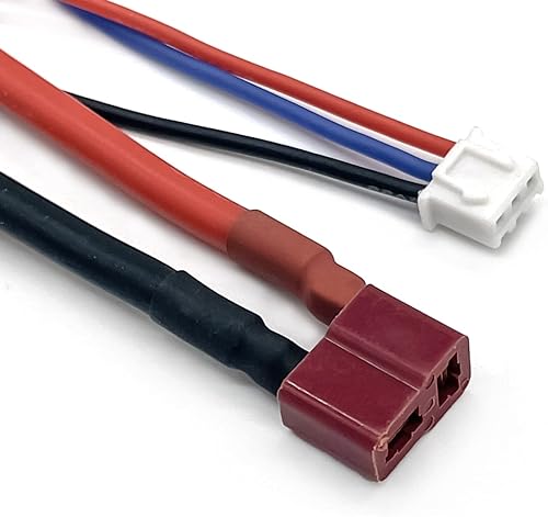 Miniatura 4 de 2 unids 0.197 in Bullet Banana a hembra T-Plug LiPo batería Cable de plomo y equilibrio JST-XH para 2S 7.4V LiPo Baterías Rojo