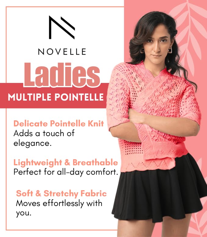 Image of Novella Women's Short Sleeve Cardigan Open | Front Lightweight Summer Sweater | Casual Loose Fit | Coral Color Cardiagn Medium Size
