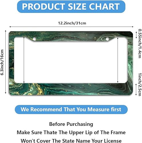 Miniatura 9 de Marco de matrícula de policía de línea azul fina, marcos de aluminio de metal para placa de automóvil, 2 agujeros con tapas de rosca para hombres y