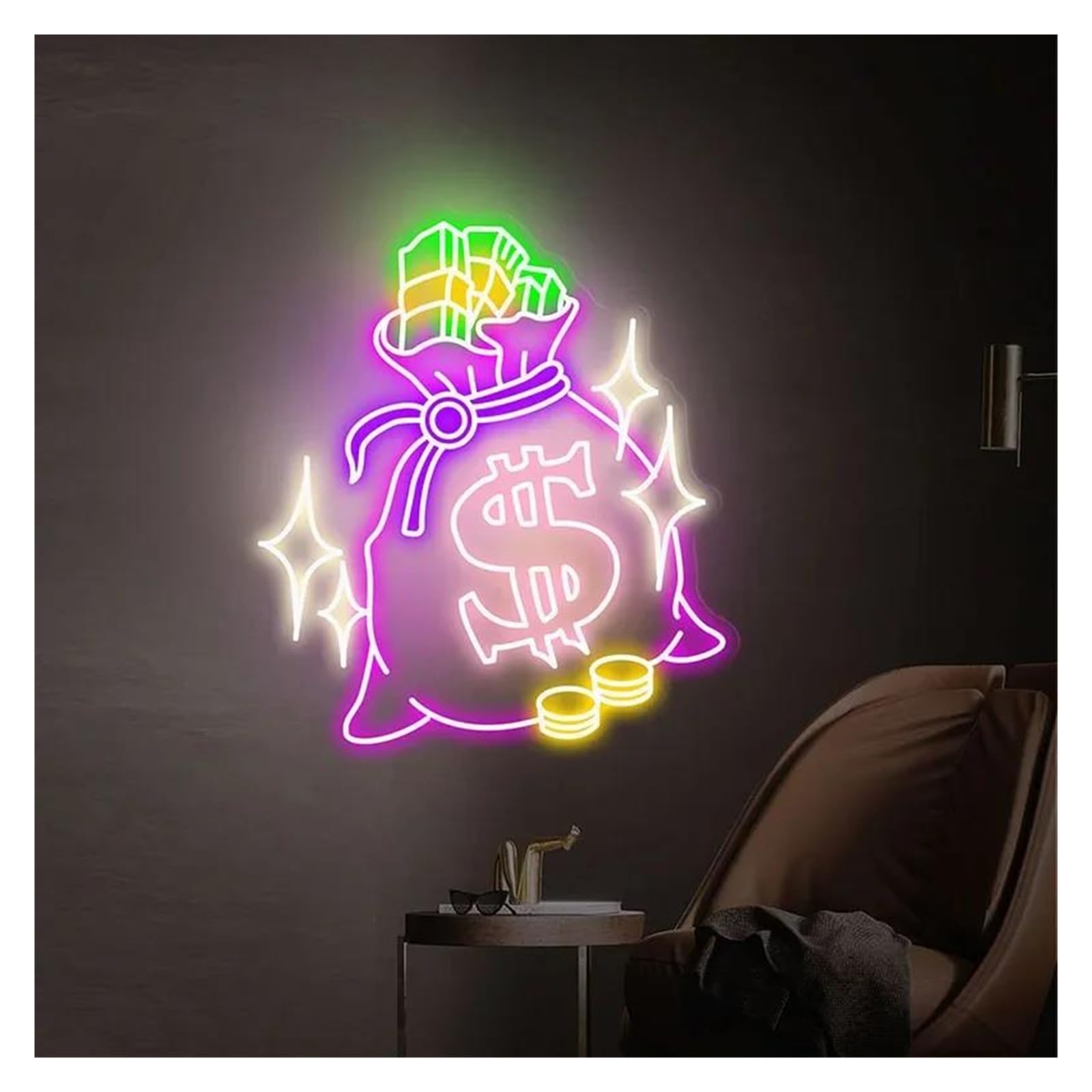 Shouxi B Sign Lamp Money Neon Sign Game Room Home Wall Decor Decoration 55Cm(B)