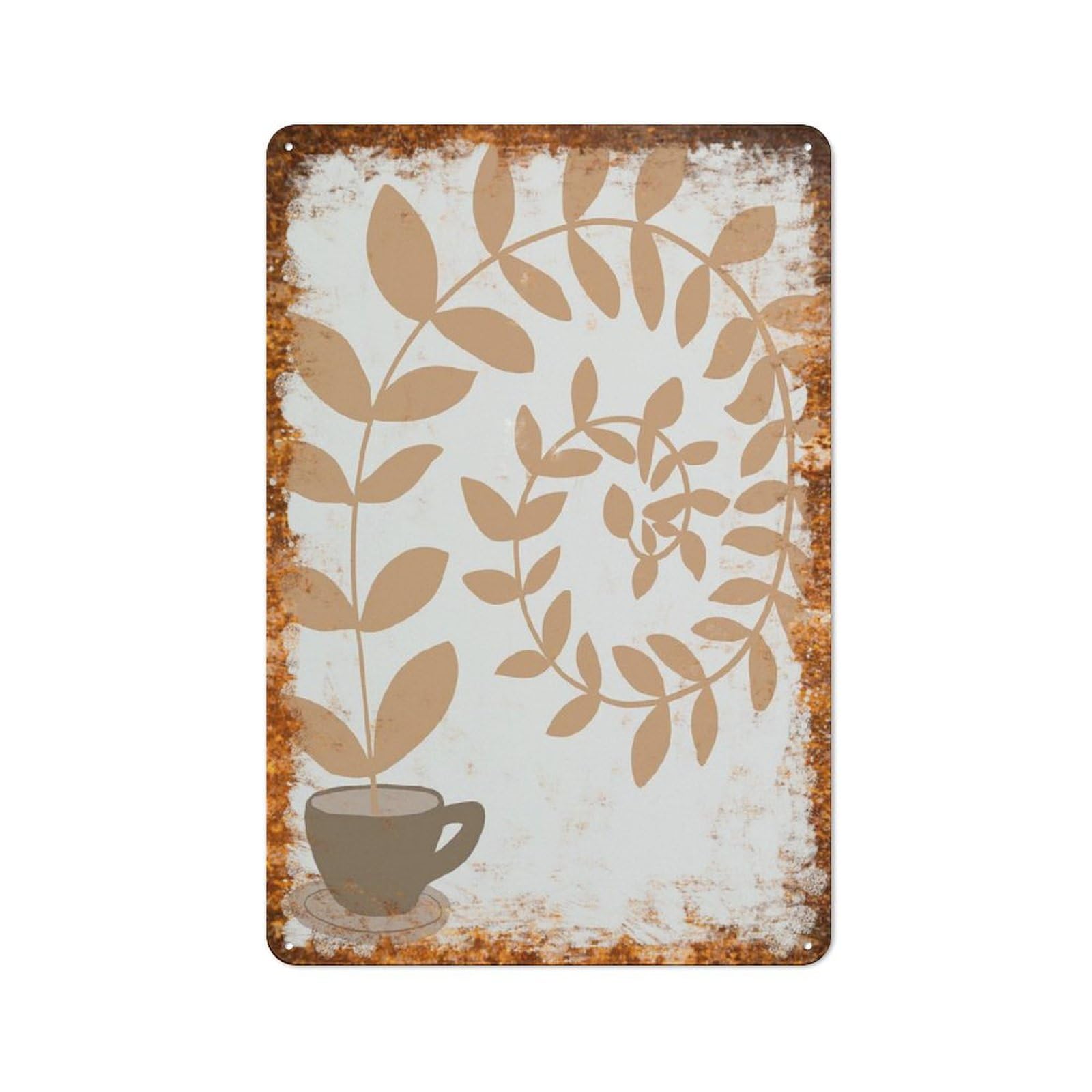 peiyeety Metal Tin Sign Leaf Wreath Pattern Vintage Rustic Wall Art Kitchen Bathroom Bedroom Living Room Cafe Farmhouse Entryway Office Garage Home Bar Laundry Room Porch Patio 6x8 Inch