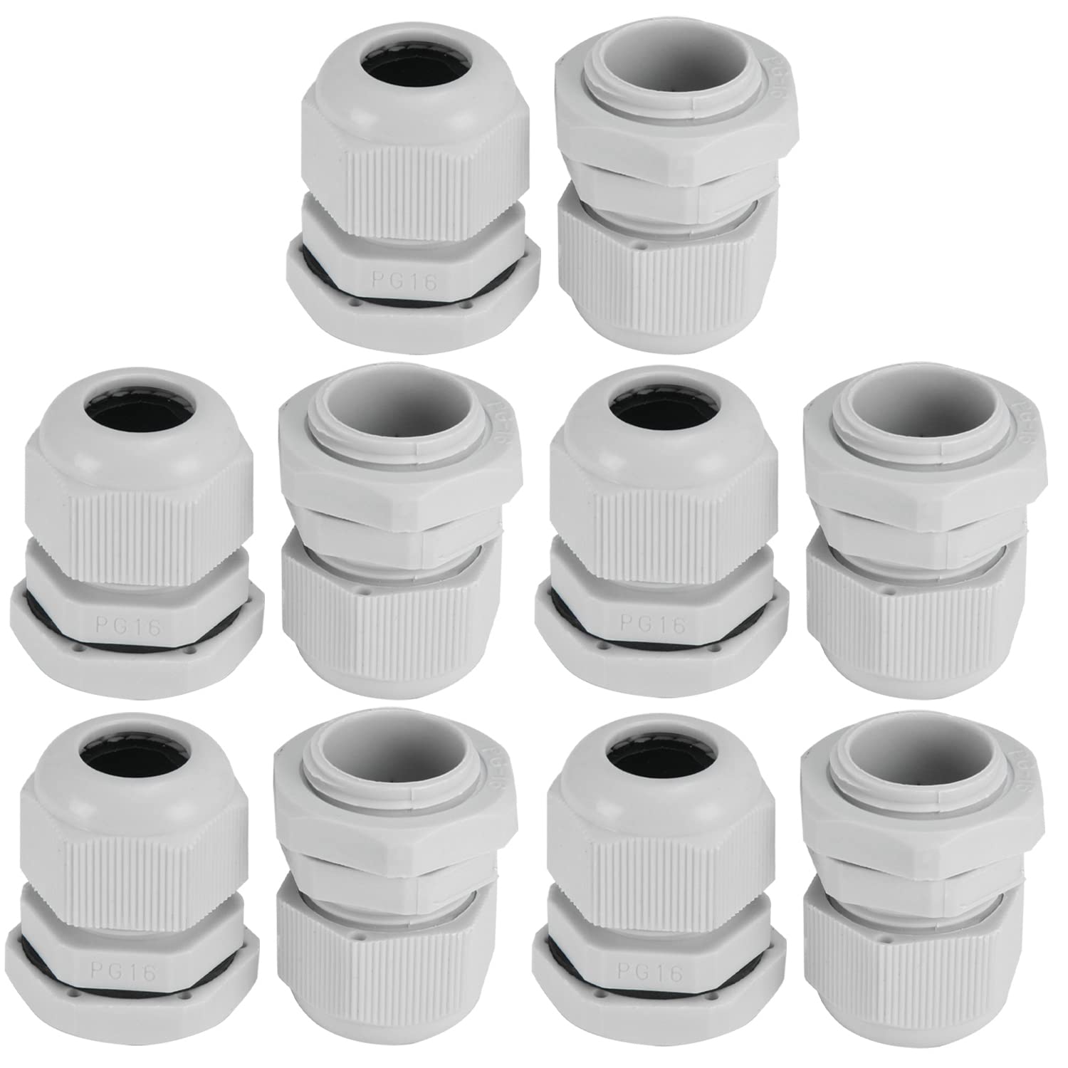 Heyiarbeit Cable Gland - 10 Pack PG16 Plastic Waterproof Adjustable 10-13mm Cable Gland Connectors Cable Gland Joints With Gaskets, White-picture-22