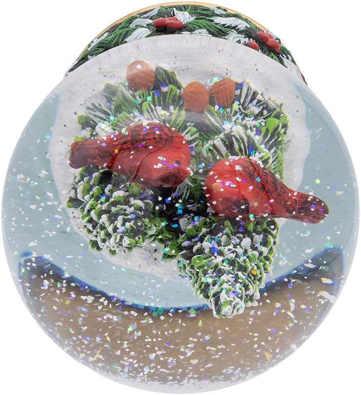 Kurt Adler 100mm Musical Wind-Up Christmas Tree with Cardinals Water Globe - Image 5