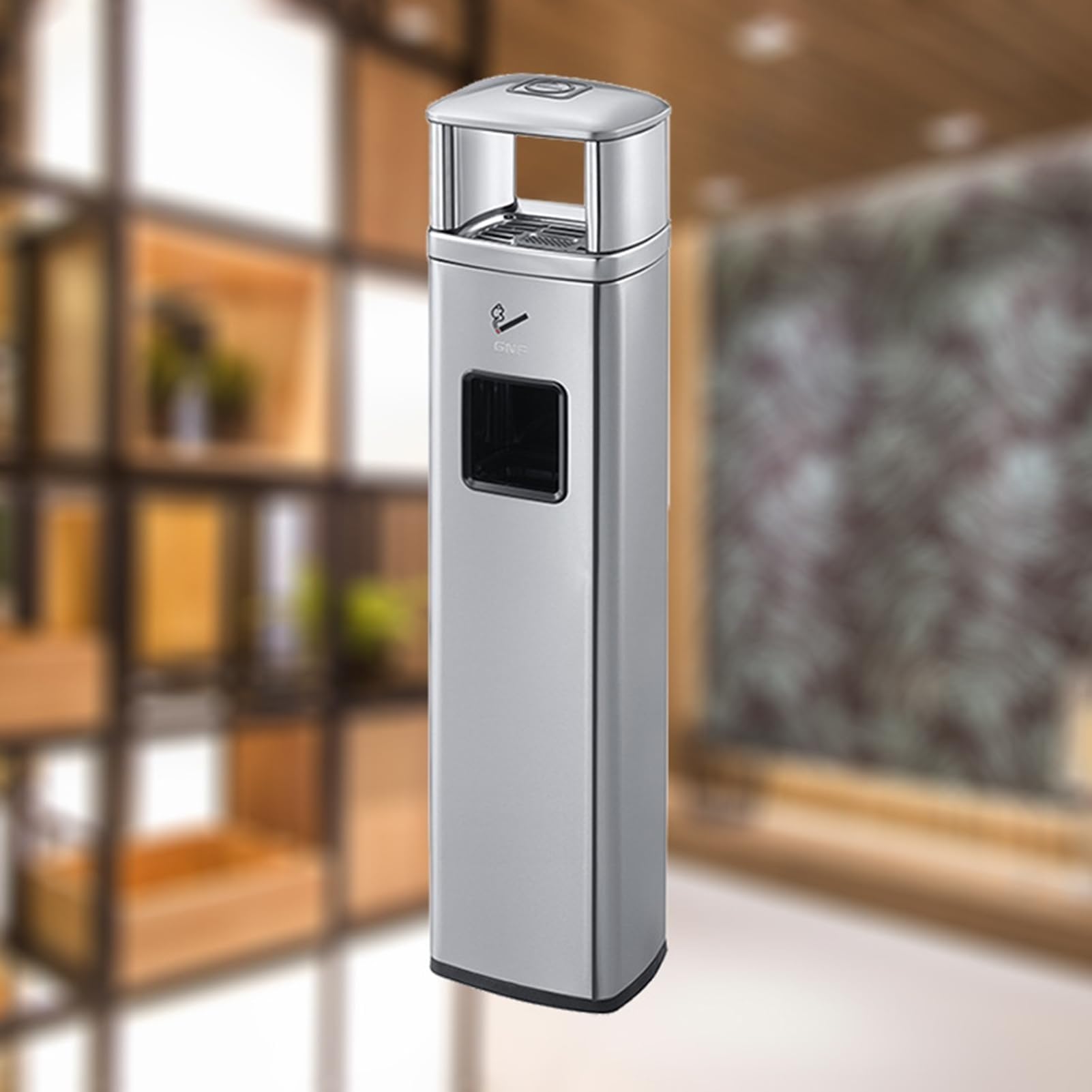 Commercial Cigarette Butt Container, Floor Ashtray Stand For Cigarettes Outdoor, Height Adjustable Patio Ashtrays For Cigarettes, Chrome Indoor Standing Metal Tobacco Tin