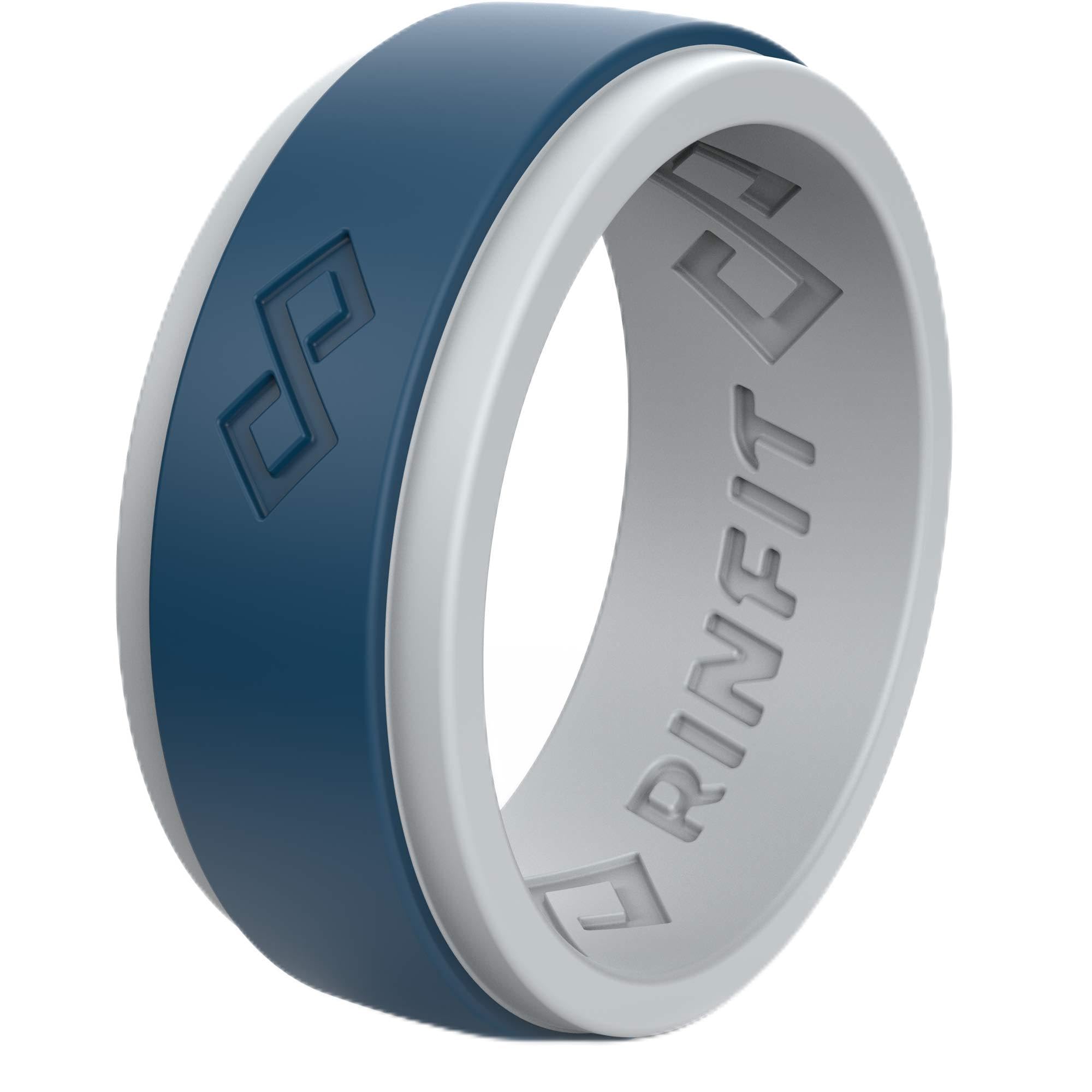 Rinfit Silicone Rings for Men 9mm Wide, 2mm Thick - Mens Rubber Wedding Bands - Infinity Ring with 2 Layers - Patented Design