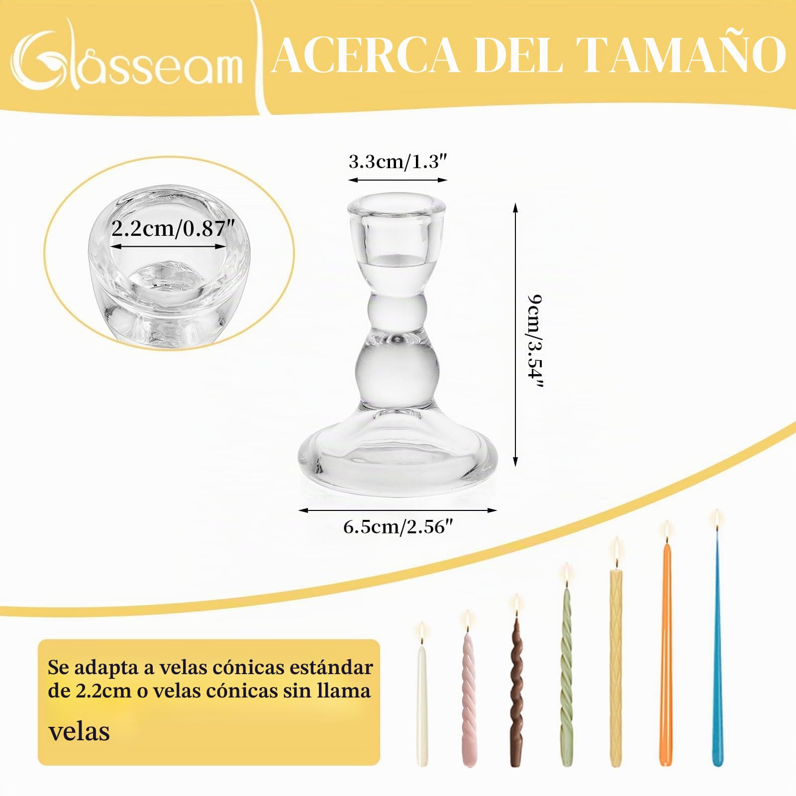 Portavelas De Vidrio, Glasseam 10 Velas Transparentes, Juego De Candelabros Decorativos De Navidad a Granel para El Centro De Mesa para La Cena, La Boda y La Sala De Estar | Transparente, pequeño, Navidad, Adviento, boda, decoración de mesa, comunión