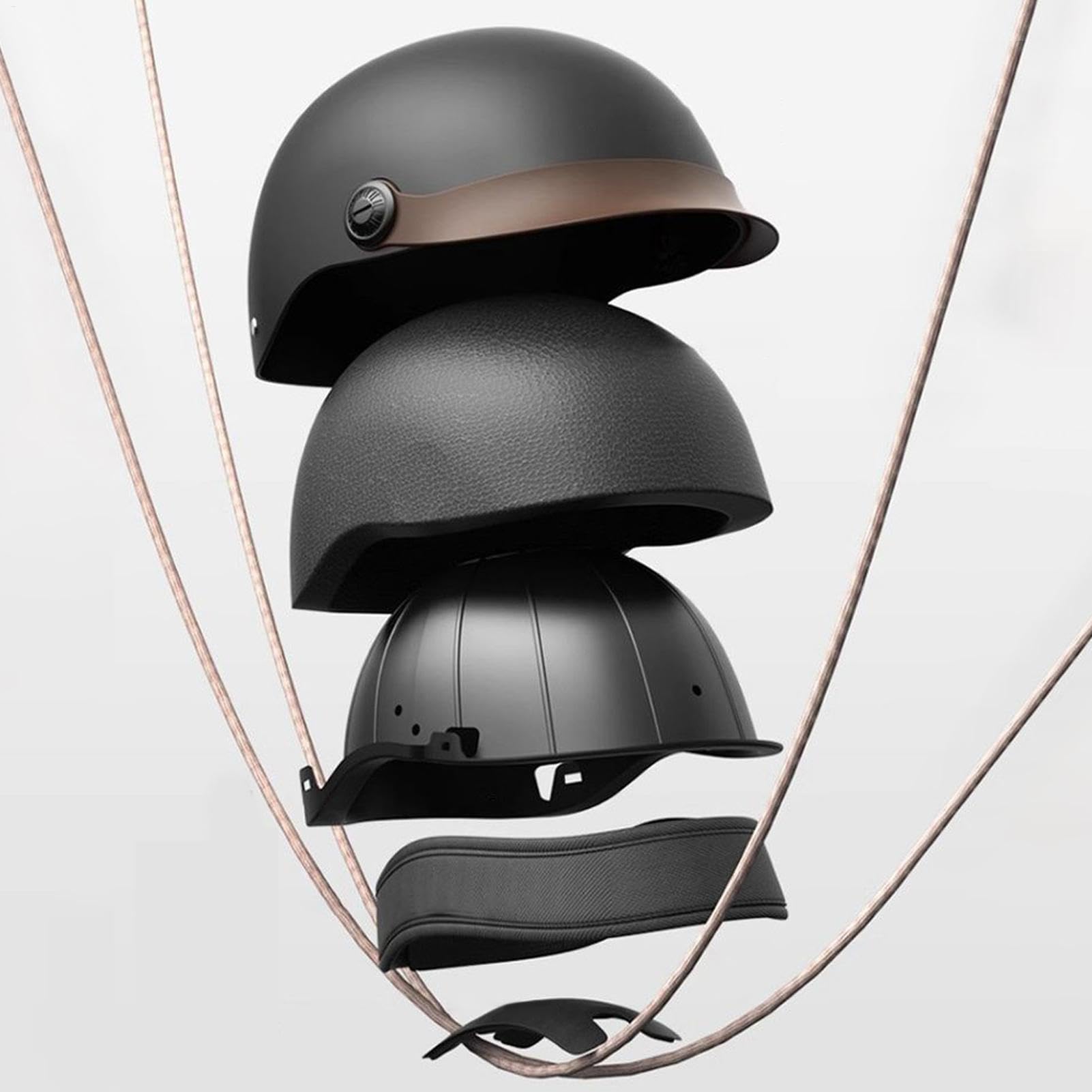 Rollerhelm für Motorroller, Scooter, Moped und Mofa - Komfortabler Jethelm mit Visier für Herren und Damen