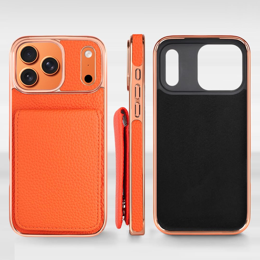 Étui de téléphone Portable plaqué pour iPhone 15 avec dragonne, Porte-Cartes et Support intégré (pour iPhone 15/Noir)