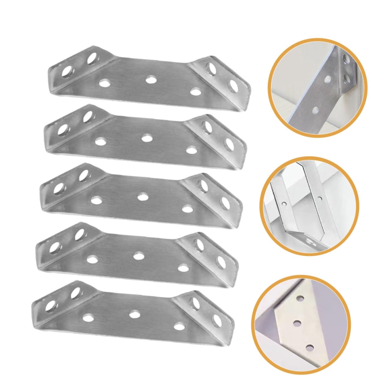 VILLCASE 24Pcs Stainless Steel Corner Durable Angle Brackets for Cabinet Support Brackets for Easy Installation and Stability