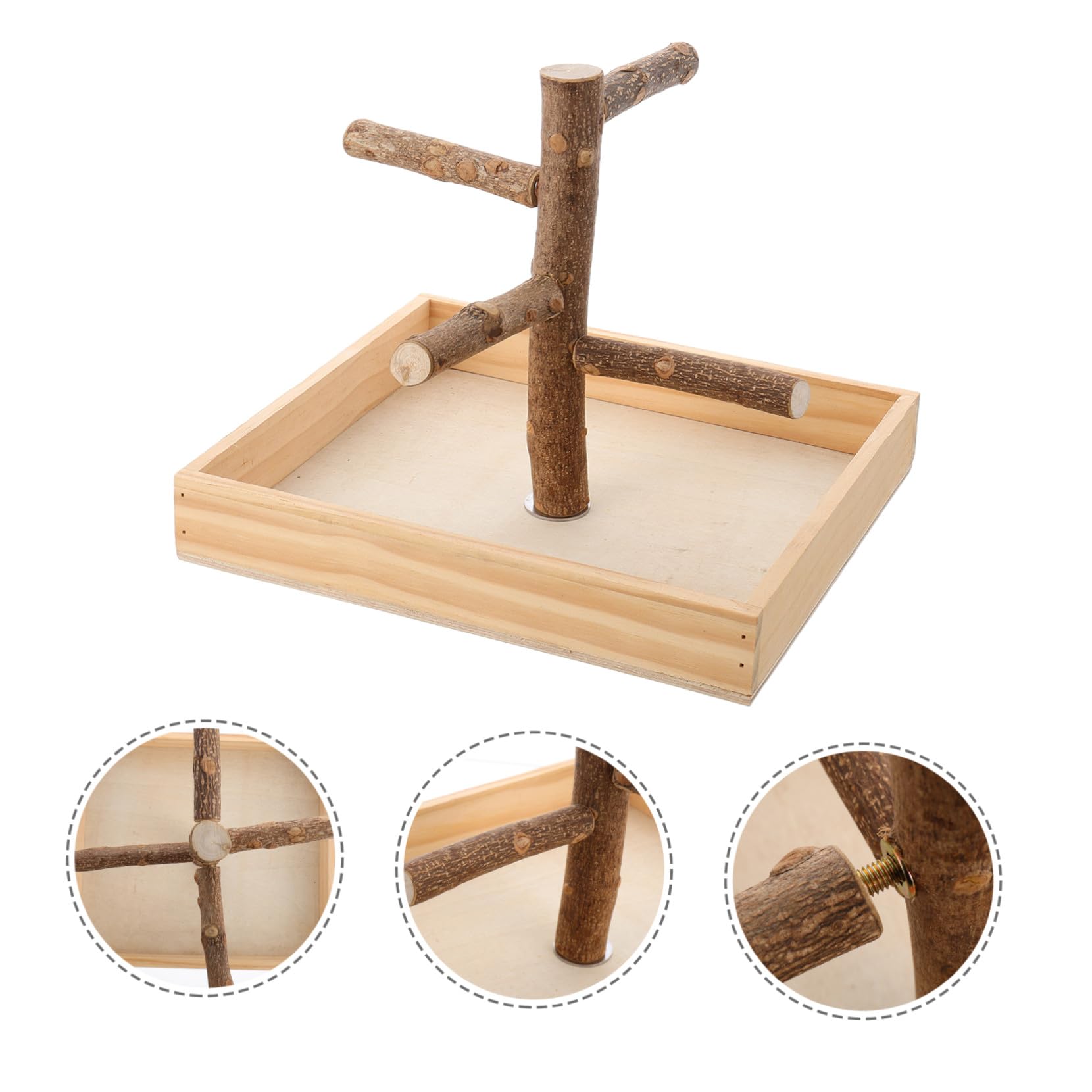 Percha para Pájaros de Madera Beige para Periquitos y Cacatúas, Soporte para Perchas Que Desarrolla Equilibrio y Coordinación, Posadero para Loros en Jaula