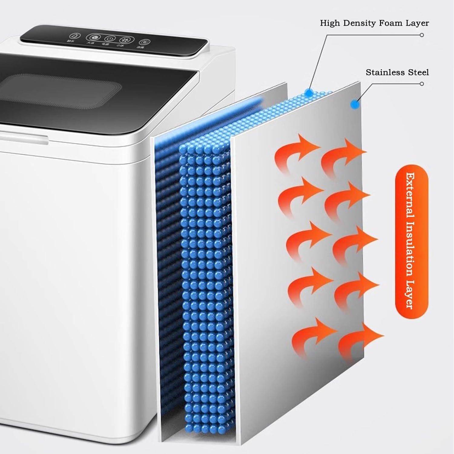Desktop Ice Maker, Portable Ice Maker Transparent Window LED Display on Fridge.com - View 2