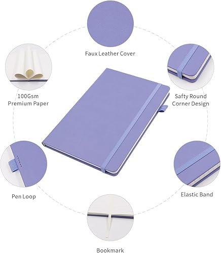 Miniatura 2 de Deziliao Cuadernos rayados con bucle para bolígrafo, cuaderno de tapa dura para el trabajo, papel grueso de alta calidad de 3.53 ozm con bolsillo