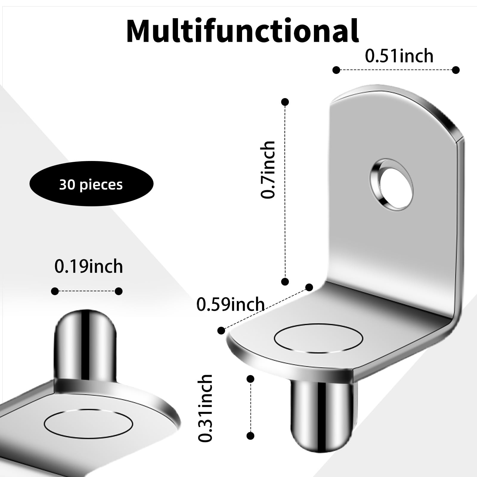 30 Pieces 1/5 Inch Cabinet Shelf Pins Supports Shelf Pegs for Wood Shelves Shelf Nails Dowel Pins Heavy Duty Nail Brackets for Shelves in Cabinets Metal Shelf Clips — Amazon image 2