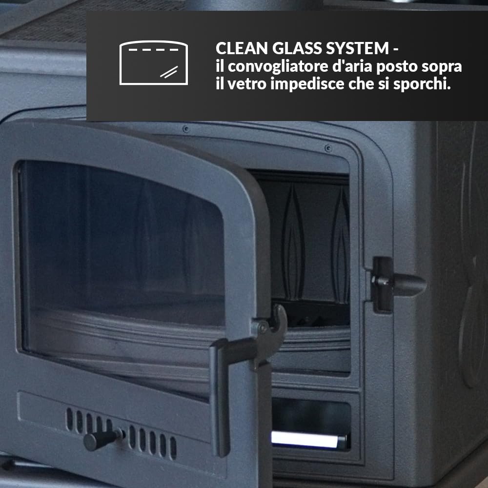 KRATKI Stufa a legna in ghisa KOZA K7 5kW Ø130mm - riscaldamento efficiente gamma di potenza 3-8kW, Stufa in ghisa economica ECO-DESIGN - Stufe Vintage & Svedesi - Classe di efficienza energetica A