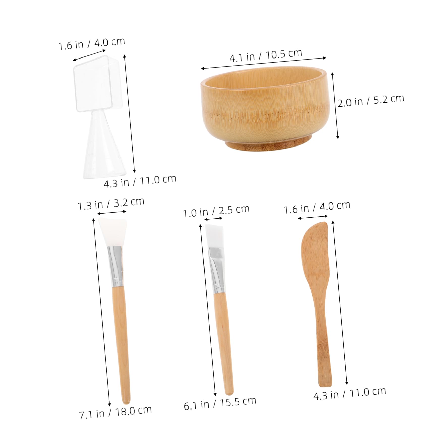 SOESFOUFU Bamboo Facial Mask Bowl Brush Set All-in Tool Kit Mixing Bowl Spatula Spoon for Clay Muds