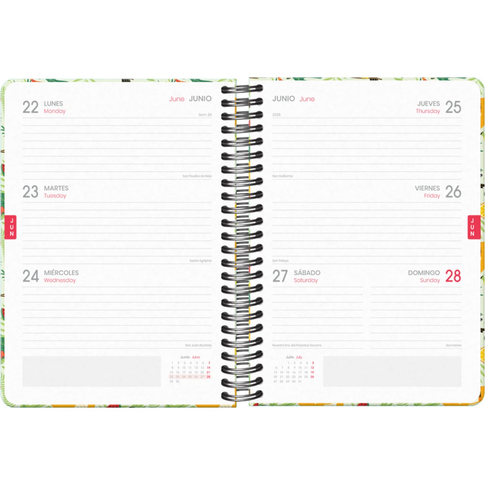 Dohe, School Planner 2025 2026, Week to View, A5 Size (15x21 cm), Spanish and English, Double Spiral Binding and Elastic Band - Image 2