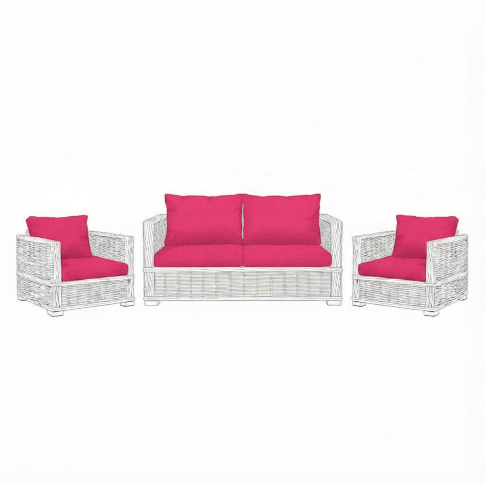 Kosiproducts Replacement Rattan Cushion Seat Cushions Garden Patio Furniture [Pink, 4 Seats + 4 Cushions] - Furntiure Not Included