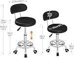 HOOBRO Height Adjustable Rolling Stool, 360° Rotating Drafting Chair, Multi-Purpose Office Desk Chair, Rolling Swivel Salon Stool Chair, for Barber Shop, Nail Salon, Office, Black SB01BY01G1