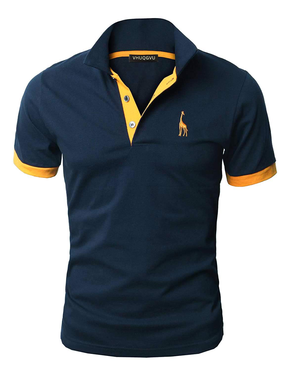VHUQGVU Polo Uomo Essenziale Manica Corta 100% Cotone Contrasto Colore Golf Sportiva Poloshirt