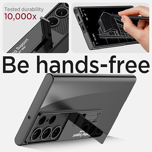 Miniatura 3 de Miimall Funda delgada para Samsung Galaxy S24 Ultra con soporte, protector completo elevado de cámara de policarbonato duro, transparente,