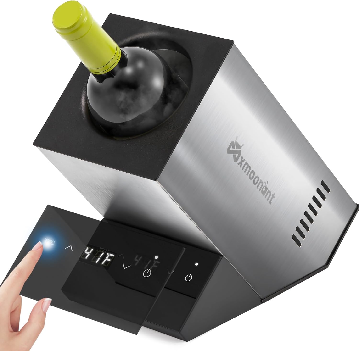 Mxmoonant Electric Wine Chiller, 750ml Single Bottle Cooler Maintaining Low Temperature for Wine Champagne