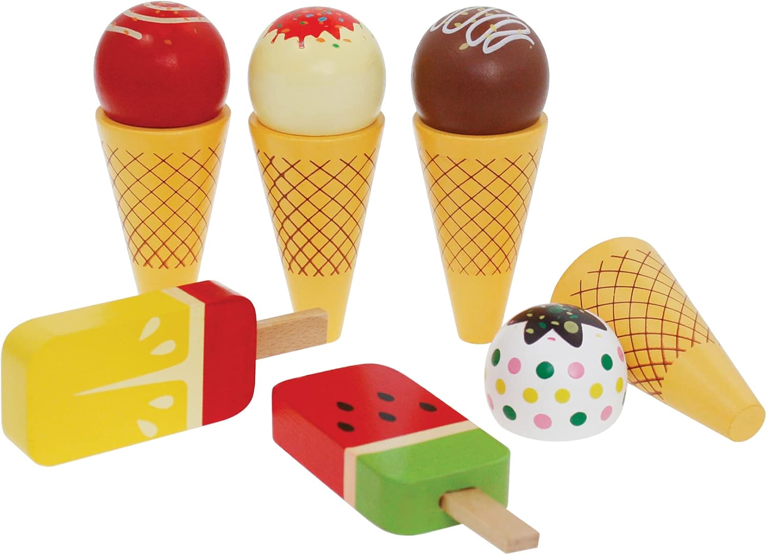 Wooden Ice Cream Set Ice Cream Cones Pretend Play Food Toys,