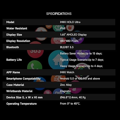 Miniatura 8 de IMIKI Holo - Reloj ultra inteligente para hombres y mujeres, pantalla AMOLED de 1.6 pulgadas con llamadas Bluetooth, más de 100 modos deportivos