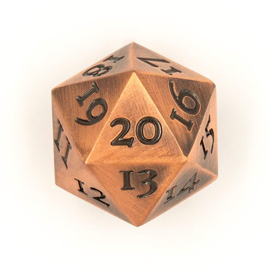 Extra Large Solid Metal D20 Spindown/Countdown Dice Bronze Copper Life Counter for MTG Magic Commander EDH Extra Heavy