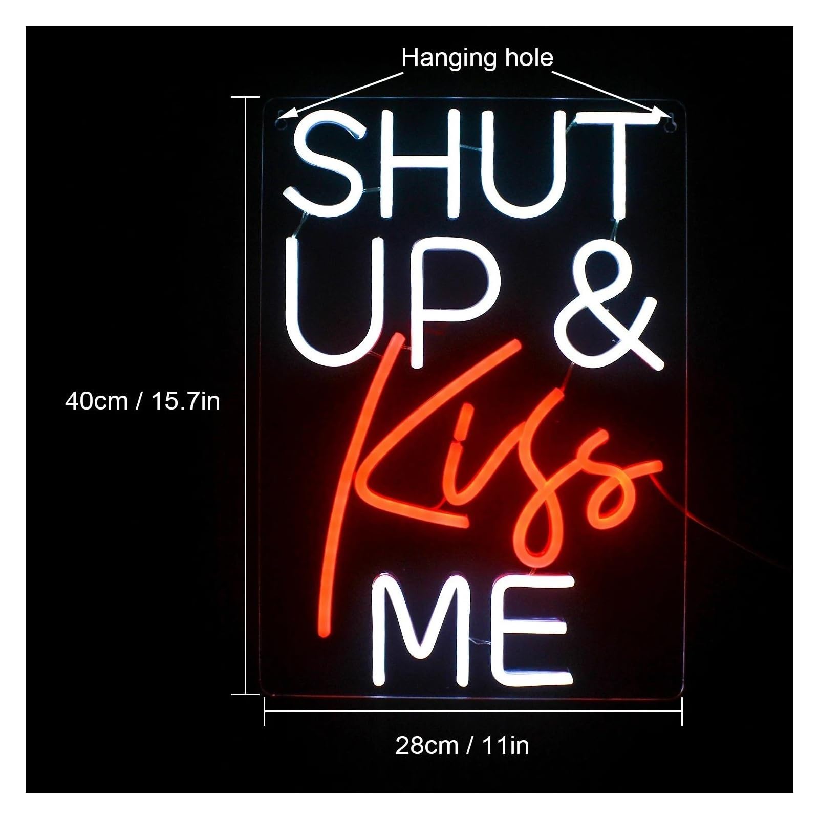 Enseigne lumineuse au néon Tais toi embrasse moi pour les lettres lumineuses au néon décoration murale à LED panneau pour bar chambre coucher de fille