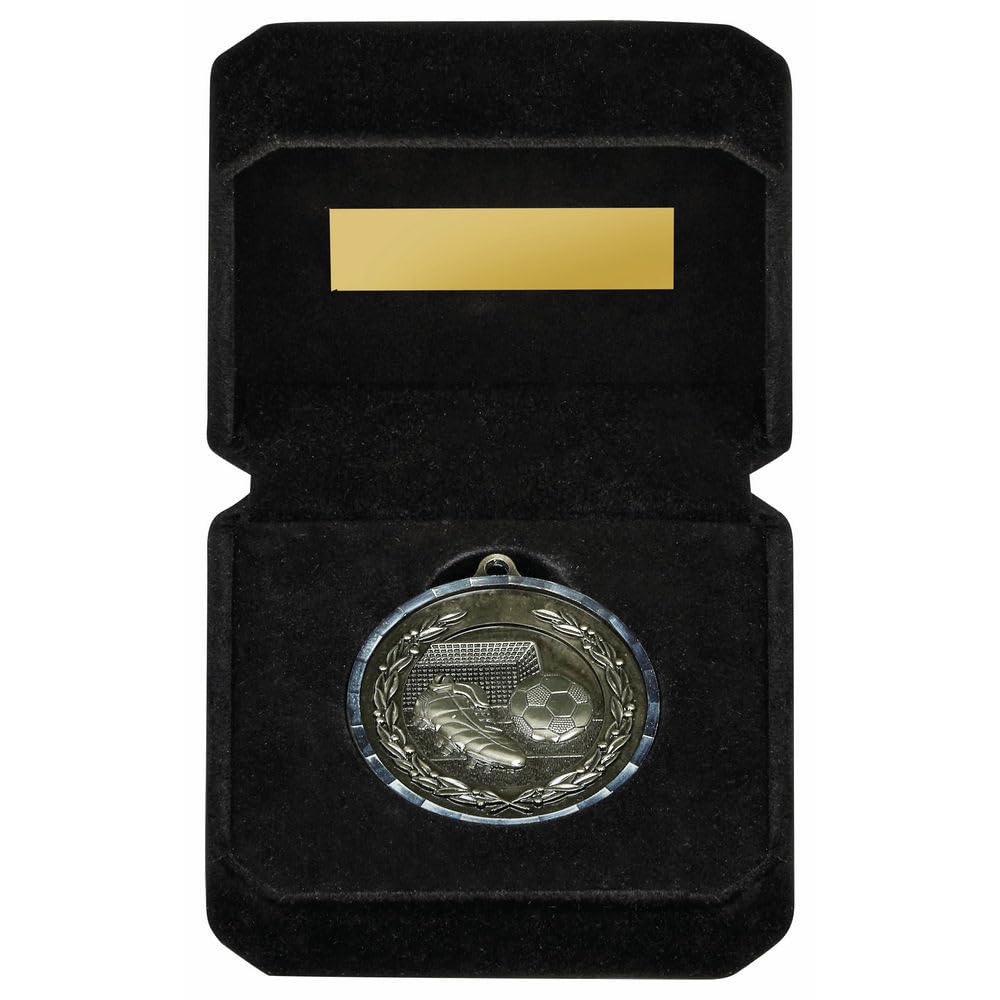 Troshow Gold 50Mm Football Boot & Ball Medal With Black Presentation Box Free Engraving 1633A-Twt