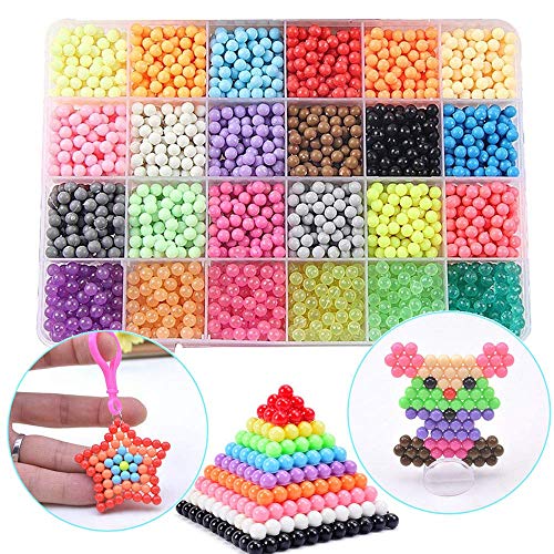 Funbeads Nachf&uuml;llset mit Regelm&auml;&szlig;ige Gr&ouml;&szlig;e 5mm Perlen Bastelset Designer Set f&uuml;r Kinder mit Kristallperlen (24 Farben, 3000 Perlen)
