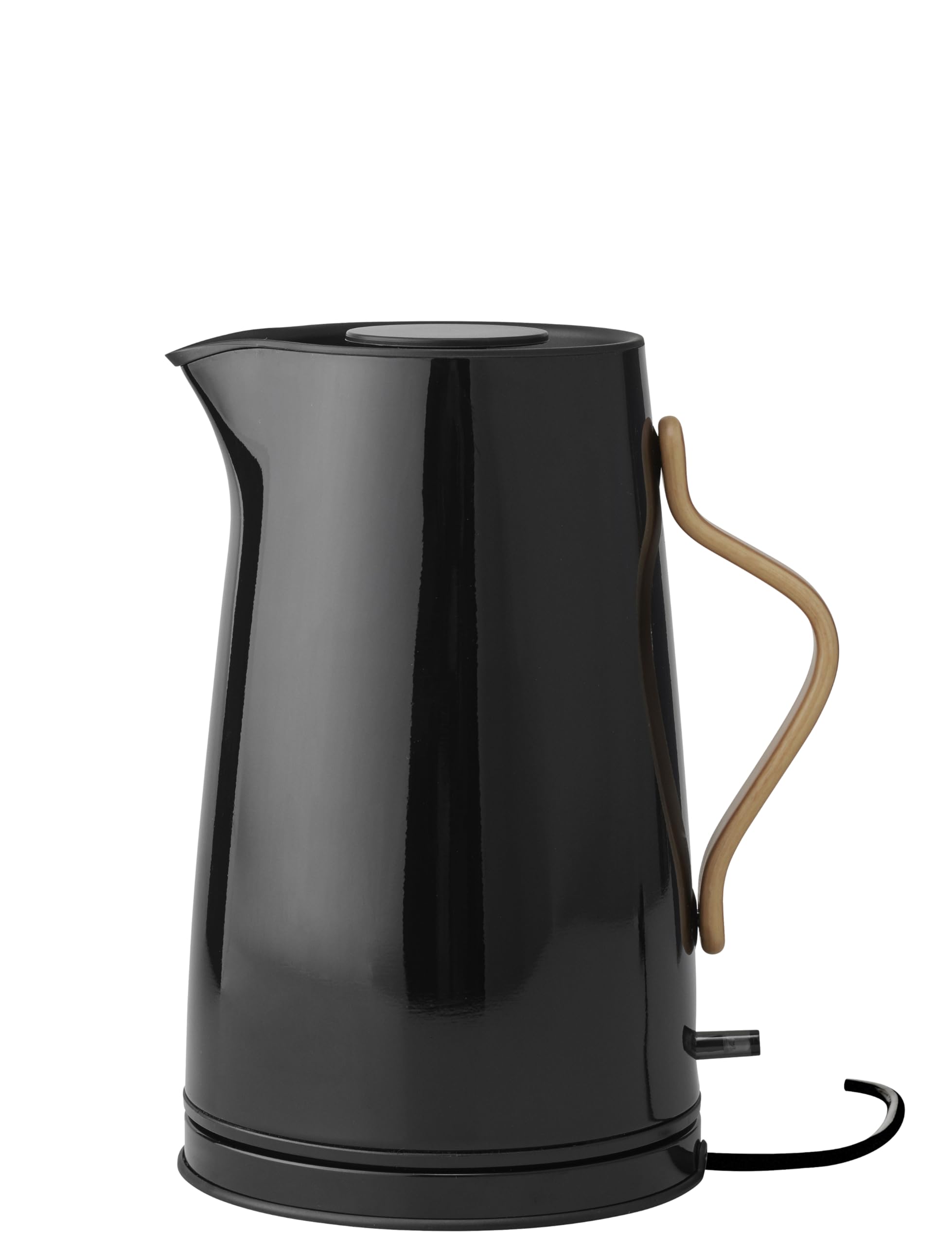 Stelton Emma Electric Kettle (UK), 1.2L, Black Steel Jug with Beech Wood Handle, Cordless, Removable Limescale Filter, Dry Boil Safety, Auto Shut-Off