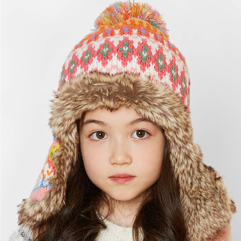 Gorro de Punto Gorro de Invierno cálido para niños y niñas Gorro para niños pequeños Gorro con pompón, 6-9 años Household faucets