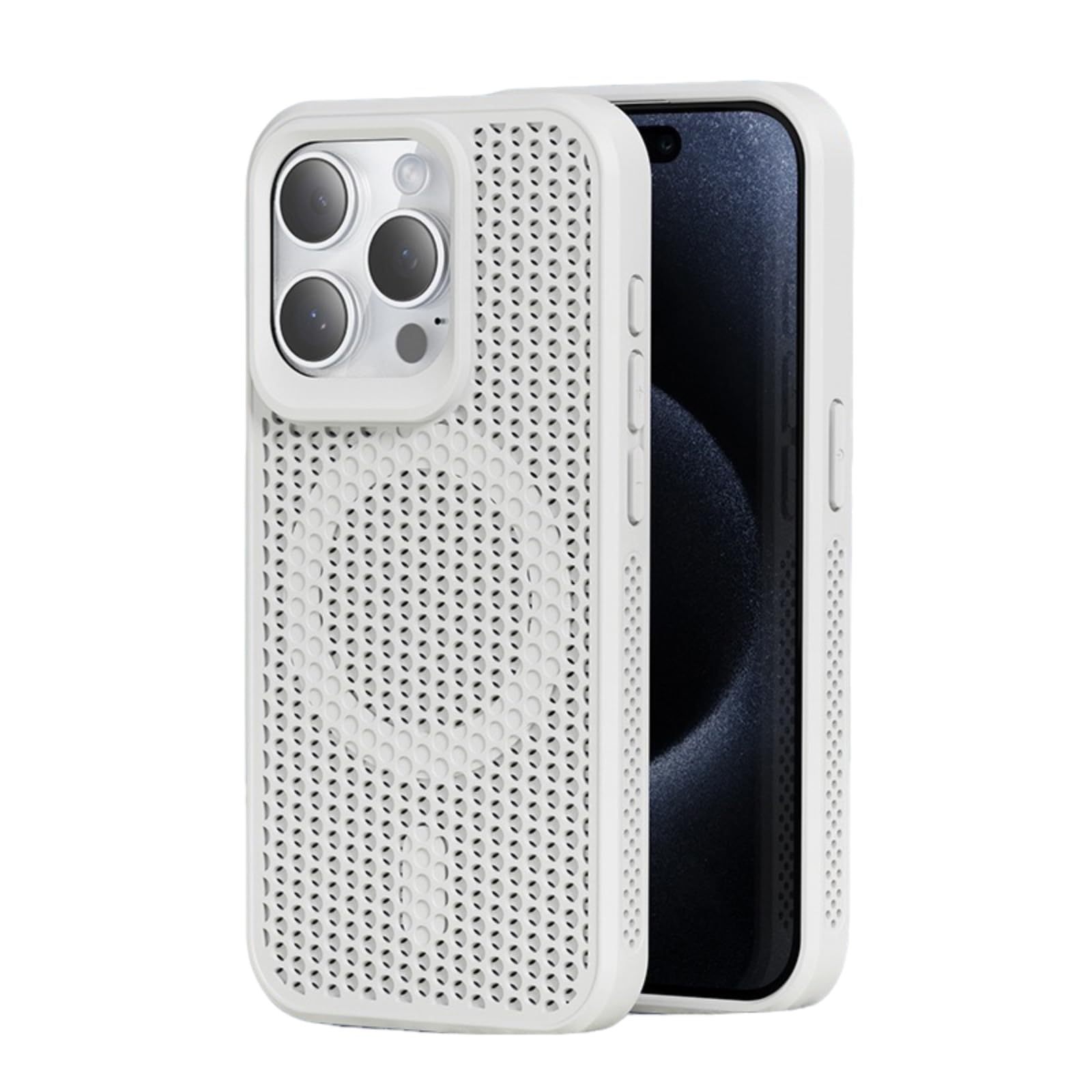 for iPhone 15 Pro Max Case, [Compatible with MagSafe] Double-Layer Honeycomb Heat Dissipation, Breathable and Shockproof Protective case (White,iPhone 15 Pro Max)