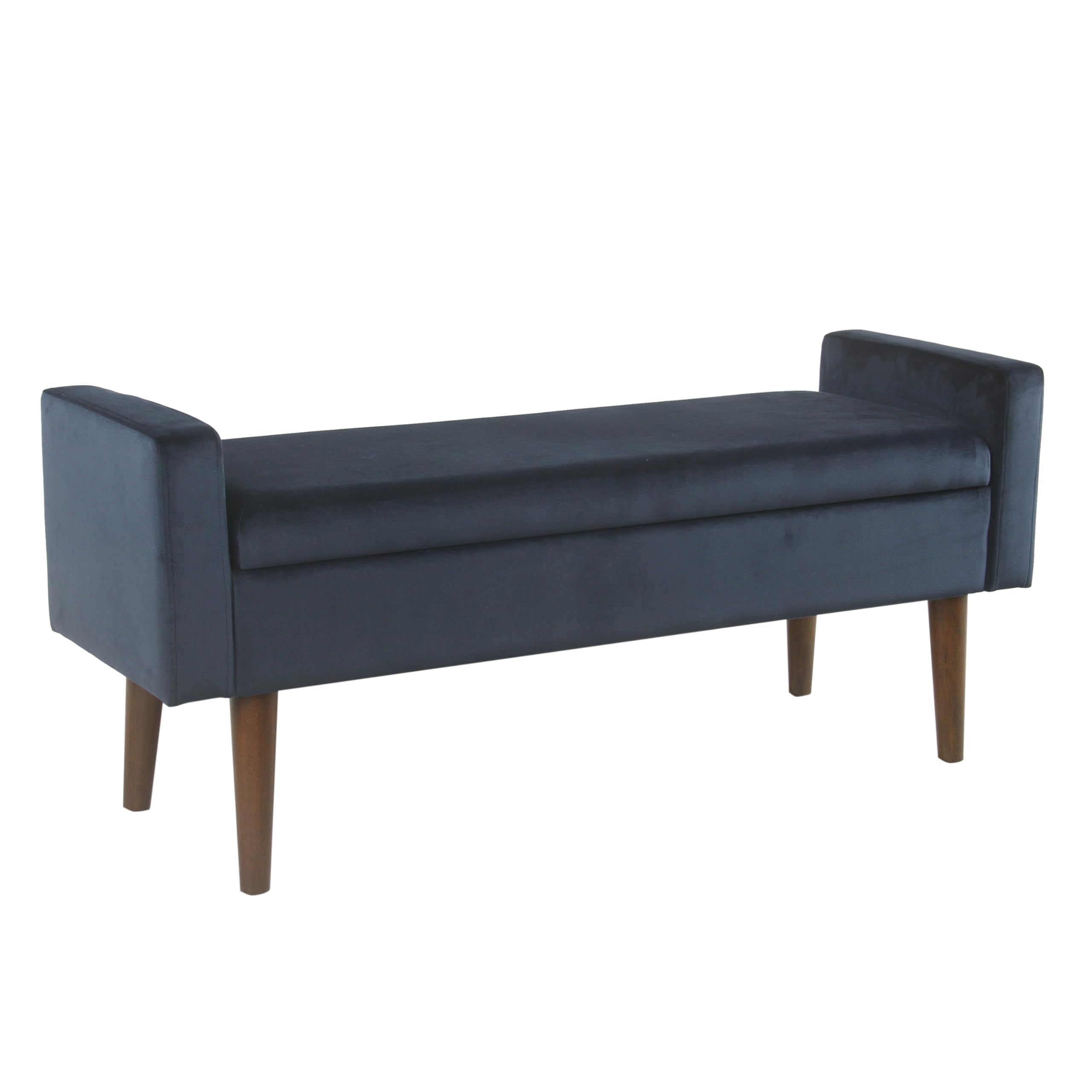 Meadow Lane HomePop Fulton Velvet Storage Bench, Dark Navy Blue