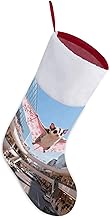 Sakura Sugar Glider Mall Farmhouse Christmas Stockings - 16.5 Inch Rustic Xmas Red Stockings with 8 Inch Opening, Large Plush Fireplace Stockings for Holiday Decor, Family Christmas Gifts