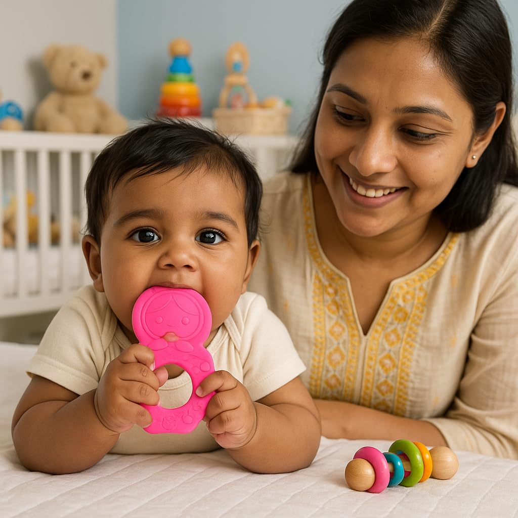 Cute Landings Silicone Teething Toy for Newborn Baby Girls & Boys | BPA-Free, Food-Grade | Gum Relief, Chewing Aid |Teether| Easy-to-Grip Essentials (3+ Months) 2