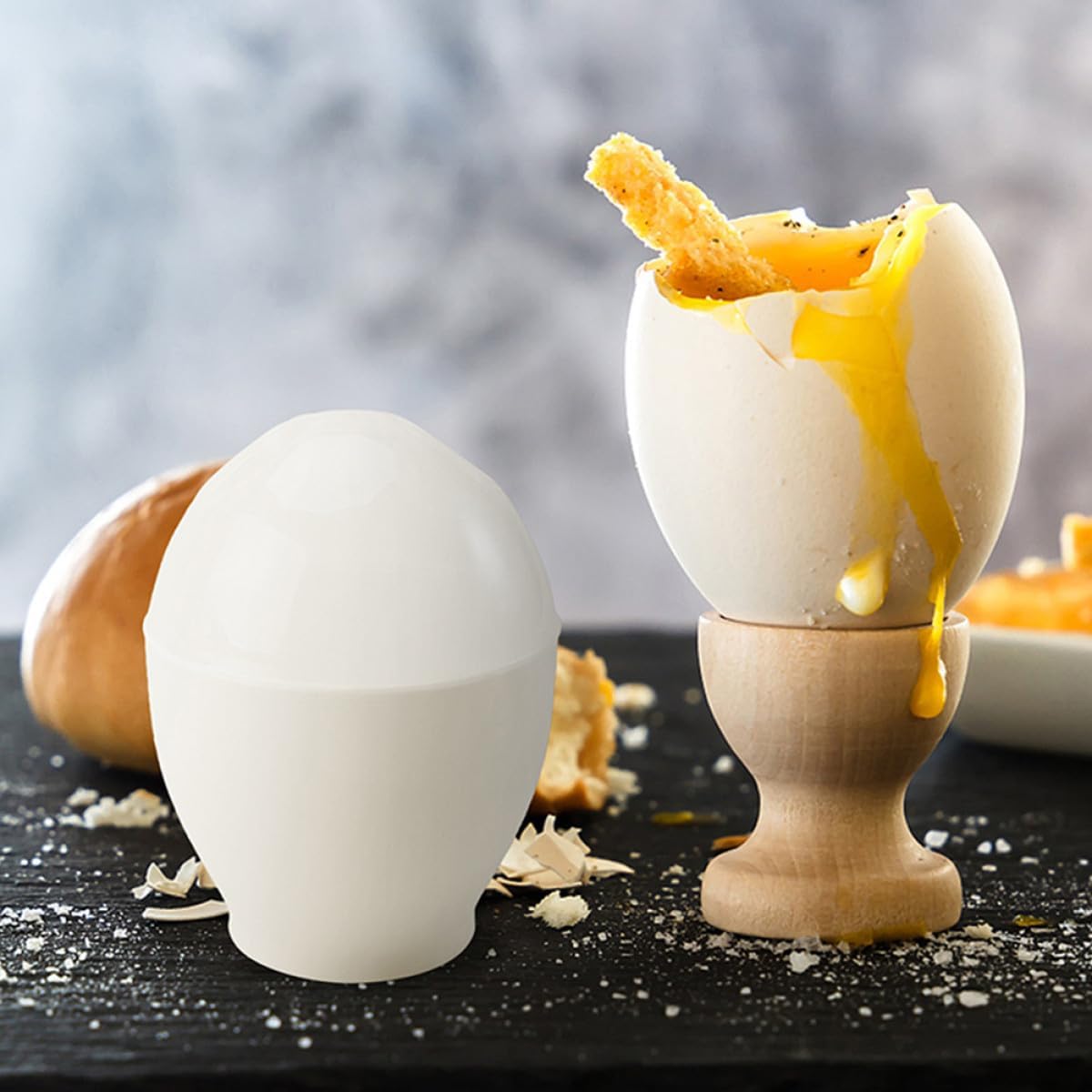 Healifty 10pcs White Microwave Egg Steaming Cups Mini Egg Cooker Set for Home Use Steamed Poachers Kitchen Dining Specialty Cookware