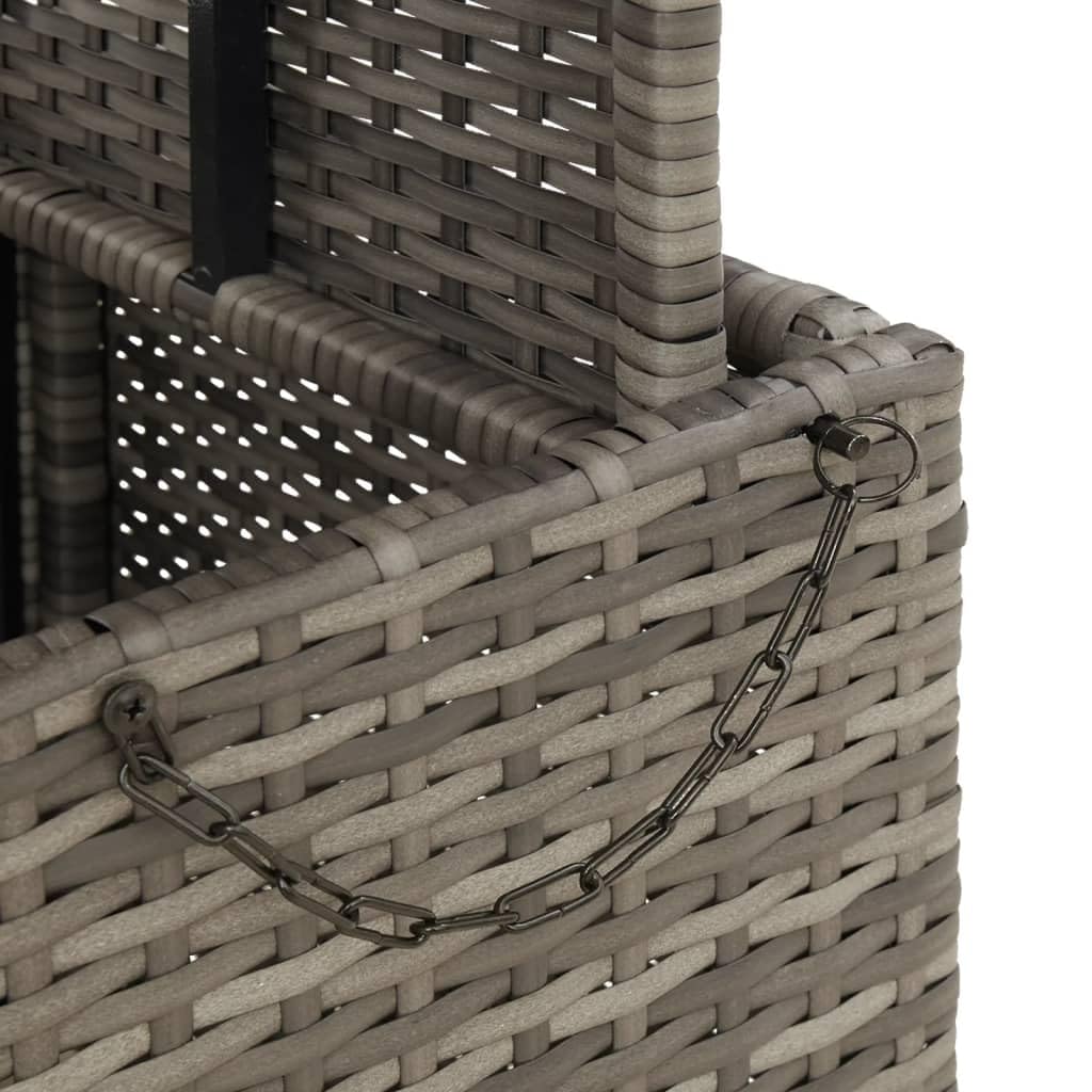 vidaXL Gartentisch, Outdoor Tisch mit Verstellbarer Tischplatte, Couchtisch mit Stahlrahmen, Esstisch Gartenmöbel, Grau Poly Rattan Akazienholz