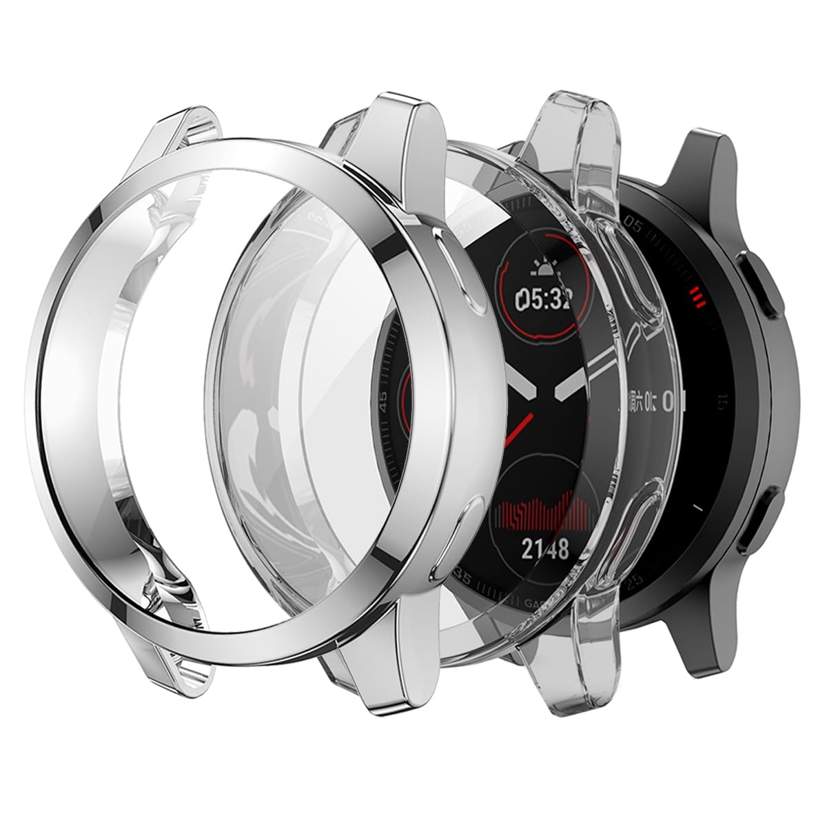 [2 Pack] METEQI TPU Protector Case Cover Compatible with Garmin Vivoactive 4S 40mm (Silver+Clear)