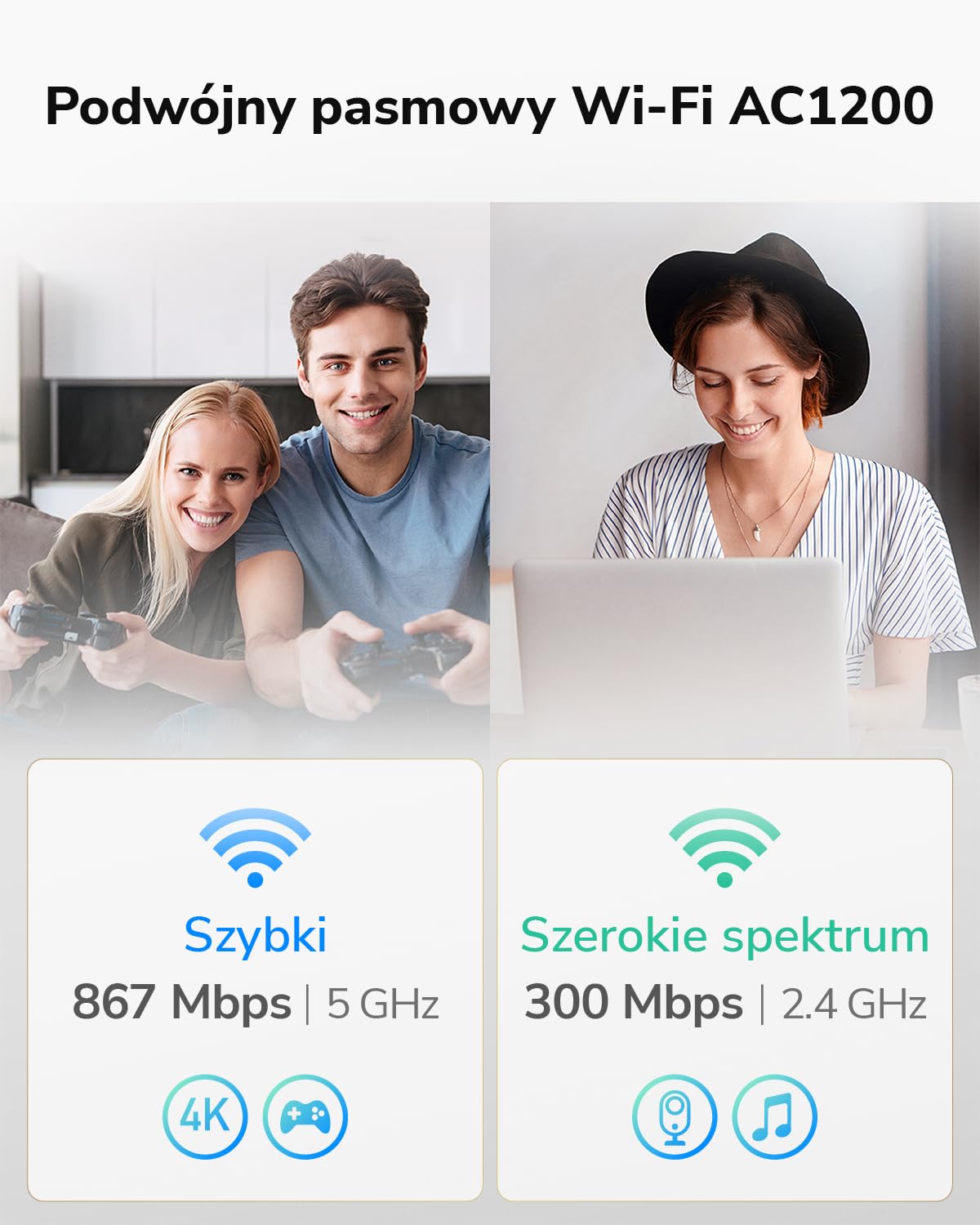 Cudy Odblokowany router 4G LTE Cat 4 Fast Modem z gniazdem na kartę SIM, AC1200 WiFi, OpenVPN, Wireguard, IPsec, klient VPN, anteny wewnętrzne, Mesh, LT500E