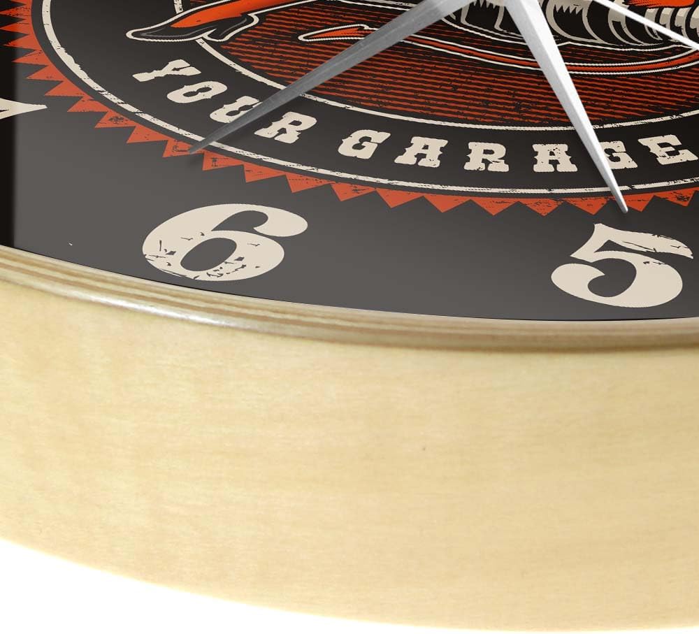 12'' Custom Garage Clock, Devil Girl on Spark Plug Engine Auto Car Motorcycle Repair Service Wall Clock Silent Non Ticking Man Cave Personalized Mechanic Wall Clock Battery Operated