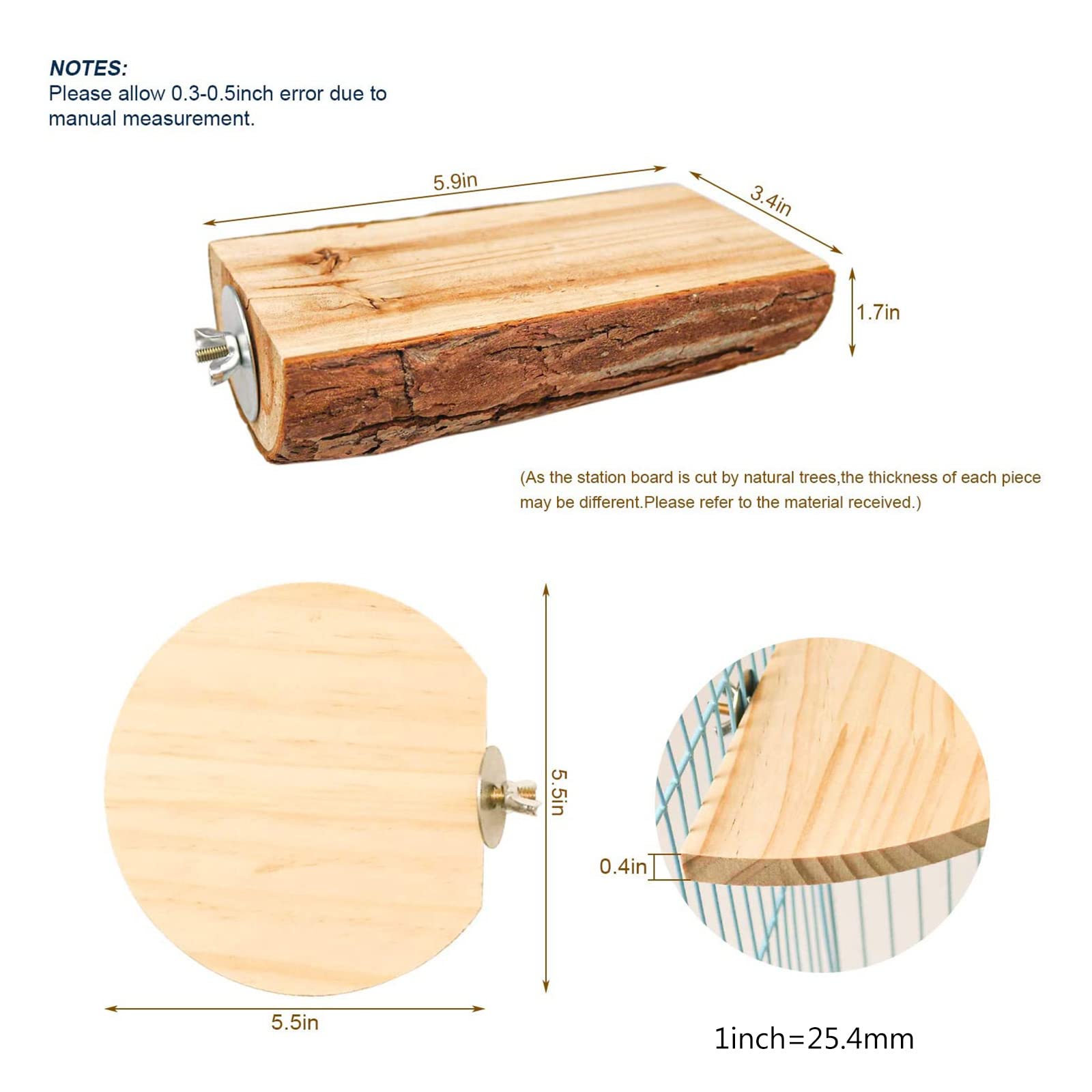 Lot de 9 perchoirs pour oiseaux en bois naturel, boules en rotin
