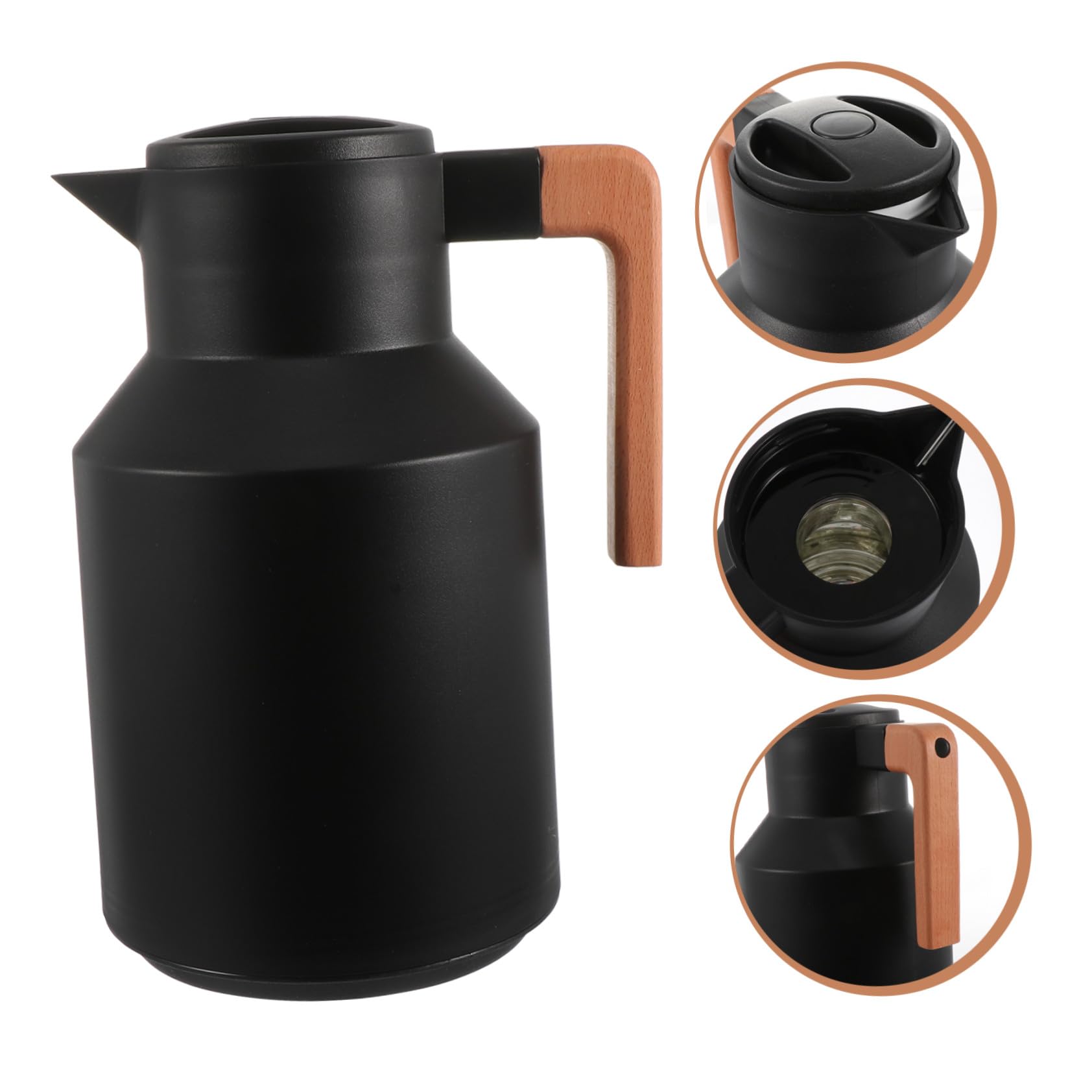 Bouilloire Thermique Domestique Bouteille à Double Paroi Chauffante Portable 1l Noir