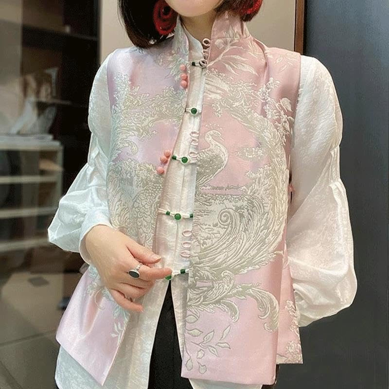 Traje de primavera estilo chino para mujer chaleco oriental con botones de rana JYHBHMZG 6